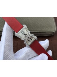 Luxury Cartier High Jewelry Watches WJ306014 White Dial Red Fabric Strap WT01662