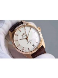 Luxury Omega Globemaster Master Case White Dial Brown Leather Strap WT00551