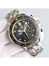 Luxury Omega Seamaster 300m Diver Black Dial Yellow Inner Bezel Bracelet Omega WT01881