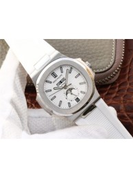 Luxury Patek-Philippe Nautilus 5726 Complicated White Textured Dial Rubber Strap WT01570