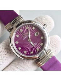 Omega De Ville Lady Purple Dial Leather Strap WT01075