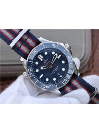 Omega Seamaster Diver 300M Blue Ceramic Dial Blue/Red/Gray Nato Strap WT01901