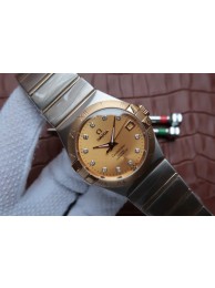 Omega V6 Constellation 35mm Yellow Dial Bezel Diamonds Markers Bracelet WT00975