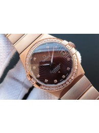 Omega V6 Constellation Diamonds Bezel Brown Textured Dial Case Omega WT01663