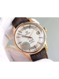 Omega V6F De Ville Hour Vision Co-Axial 41mm White Dial Brown Leather Strap Omega WT01072