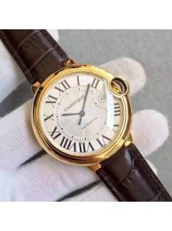 Quality Cartier Ballon Bleu 42mm White Textured Dial Leather Strap WT01891