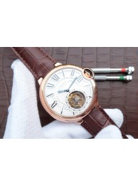 Replica 1:1 Cartier Ballon Bleu Tourbillon Brown Leather Strap WT01859