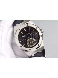 Replica Audemars-Piguet TF Royal Oak 41mm Tourbillon Black Dial Black Leather Strap WT01391