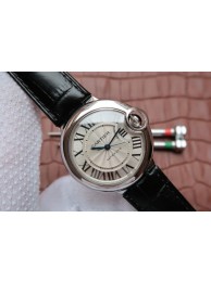 Replica Best Quality Cartier Ballon Bleu 33mm White Textured Dial Leather Strap WT01879