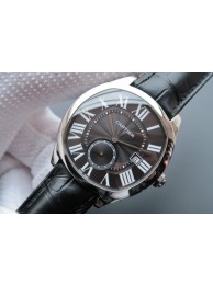 Replica Cartier Drive de Cartier Black Textured Dial Black Leather Strap WT00617