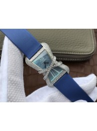 Replica Cartier High Jewelry Watches WJ306014 Blue Dial Blue Fabric Strap WT01055