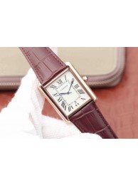 Replica Cartier Tank White Dial Brown Leather Strap WT01411