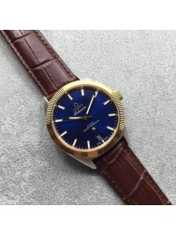 Replica Fashion Omega Globemaster Master Chronometer Blue Dial Brown Leather Strap WT01491