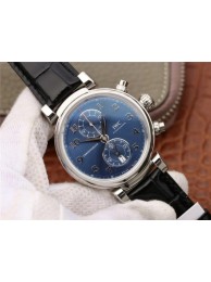 Replica IWC Da Vinci Chrono Laureus IW393402 Blue Dial Black Leather Strap IWC WT01268