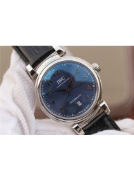 Replica IWC TW Da Vinci IW3566 Blue Dial Black Leather Strap WT00738