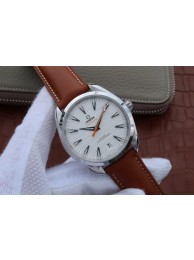 Replica Omega Aqua Terra Master White Textured Dial Orange Hands Leather WT01686