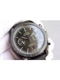 Replica Omega Speedmaster Moonwatch Co-Axial Chronograph Pitch Black Leather WT01202