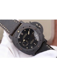 Replica Panerai PAM508 Real Ceramic Black Distressed Calfskin Strap Panerai WT01267