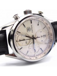 Tag-Heuer Carrera CAL1887 Chrono 40mm White Dial Leather Strap WT00953