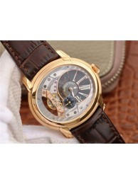 Top Audemars-Piguet Millennium Series 15350 V9F Skeleton Gray Dial Dark Brown Leather Strap WT00689