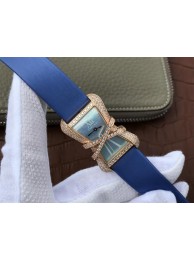 Top Cartier High Jewelry Watches WJ306014 Blue Dial Blue Fabric Strap Cartier WT00989
