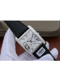 Top Replica Cartier Tank MC Textured White Dial Black Leather Strap WT00980